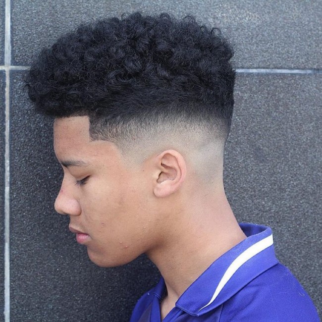 Medium-Long Curly Hair + Skin Fade