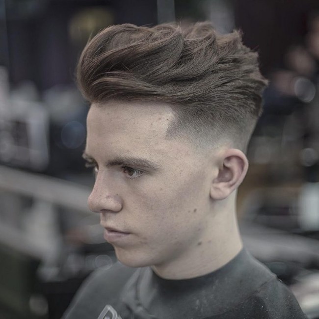  Medium fade + Mid-length hair + Movement