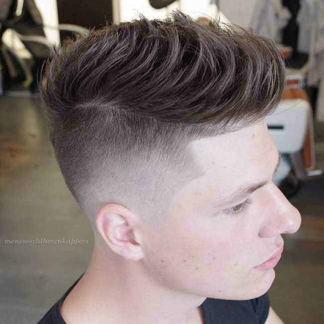  High Fade + Mid-Length Hair Quiff