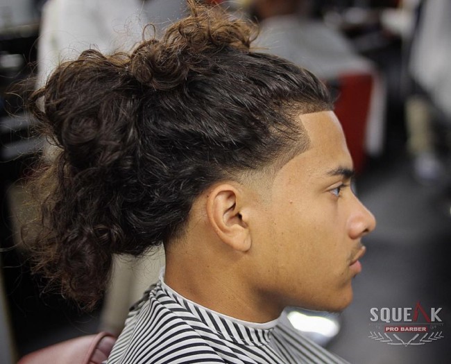 Foldover Man Bun for Long Wavy Hair + Edge Up - Men's Haircuts